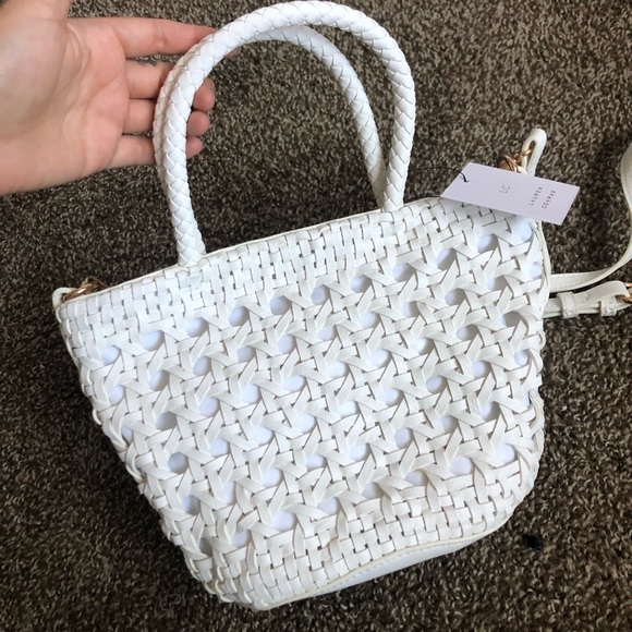 LC White Woven Mini Tote Bag - Picture 2 of 7